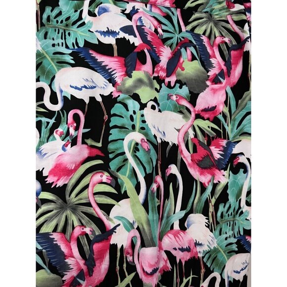 Molokai Surf Co Men Black Pink Flamingo Hawaiian Button Up Camp Shirt XL Pocket - Picture 6 of 9